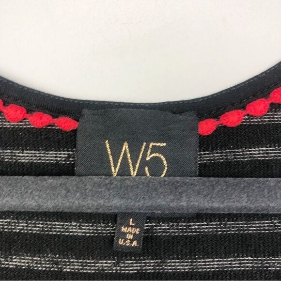 W5 | Vertical Stripe Tank Top Black Sleeveless Swing Women’s Size Large - Picture 7 of 8